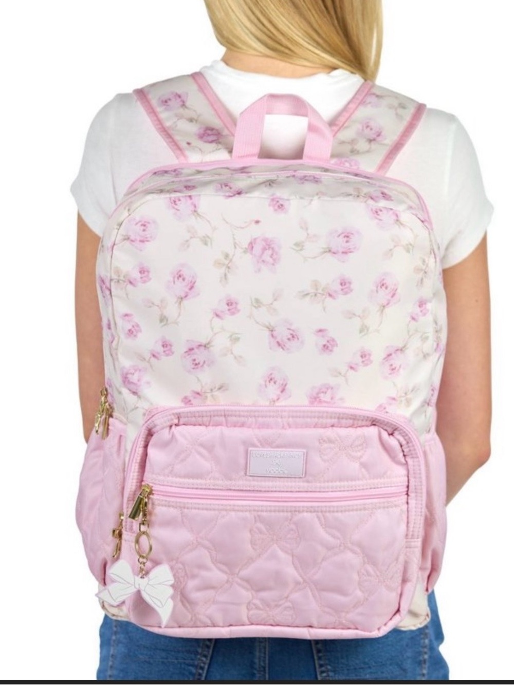 LoveShackFancy Pink Floral Quilted Kids Backpack